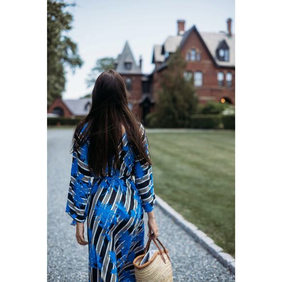 Diane Von Furstenberg Eloise Silk Wrap Dress Floral Stripe - Picture 6 of 13